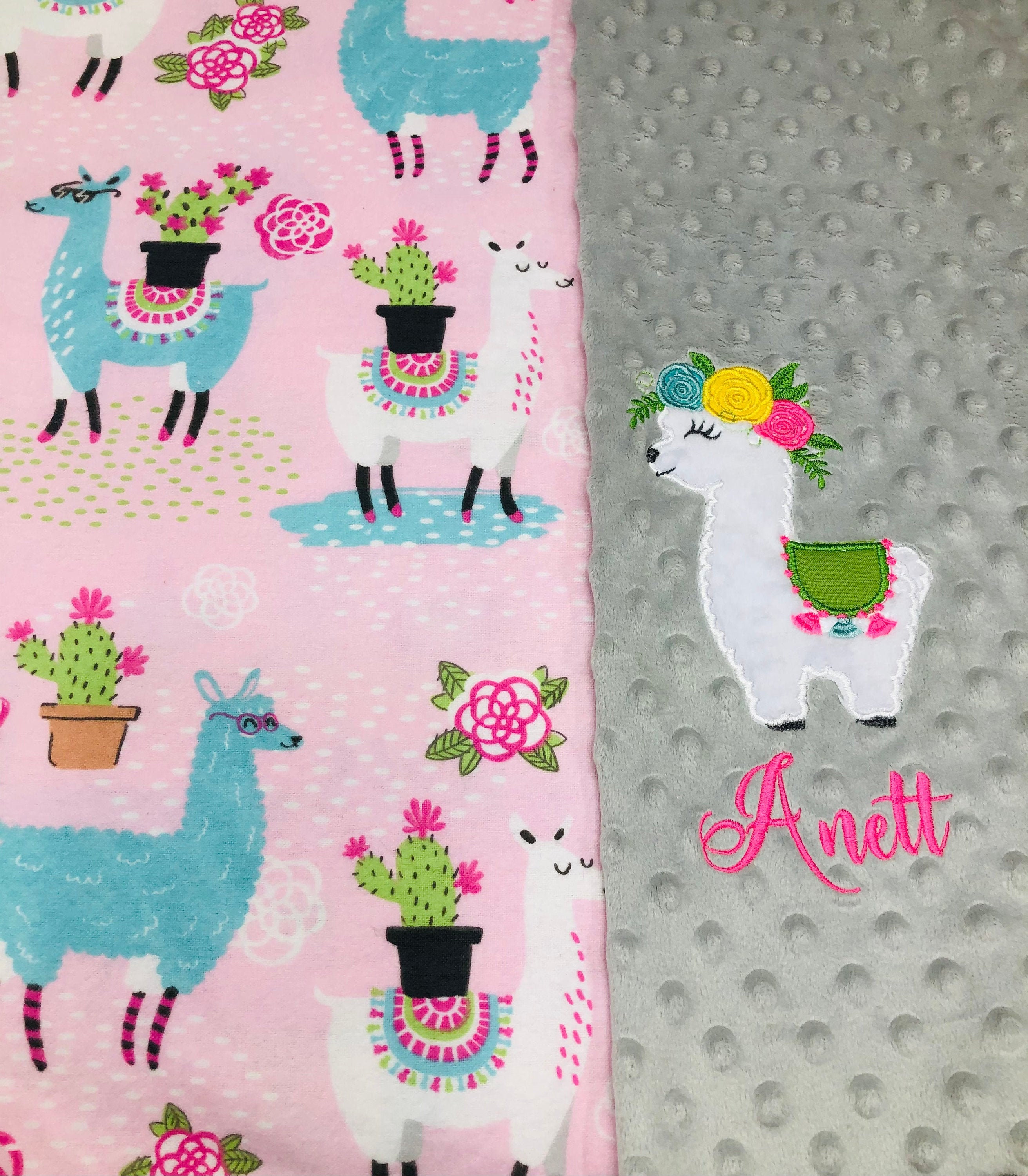 Baby Blankets Personalized / Baby Girl Llama Blanket/ Name Etsy UK
