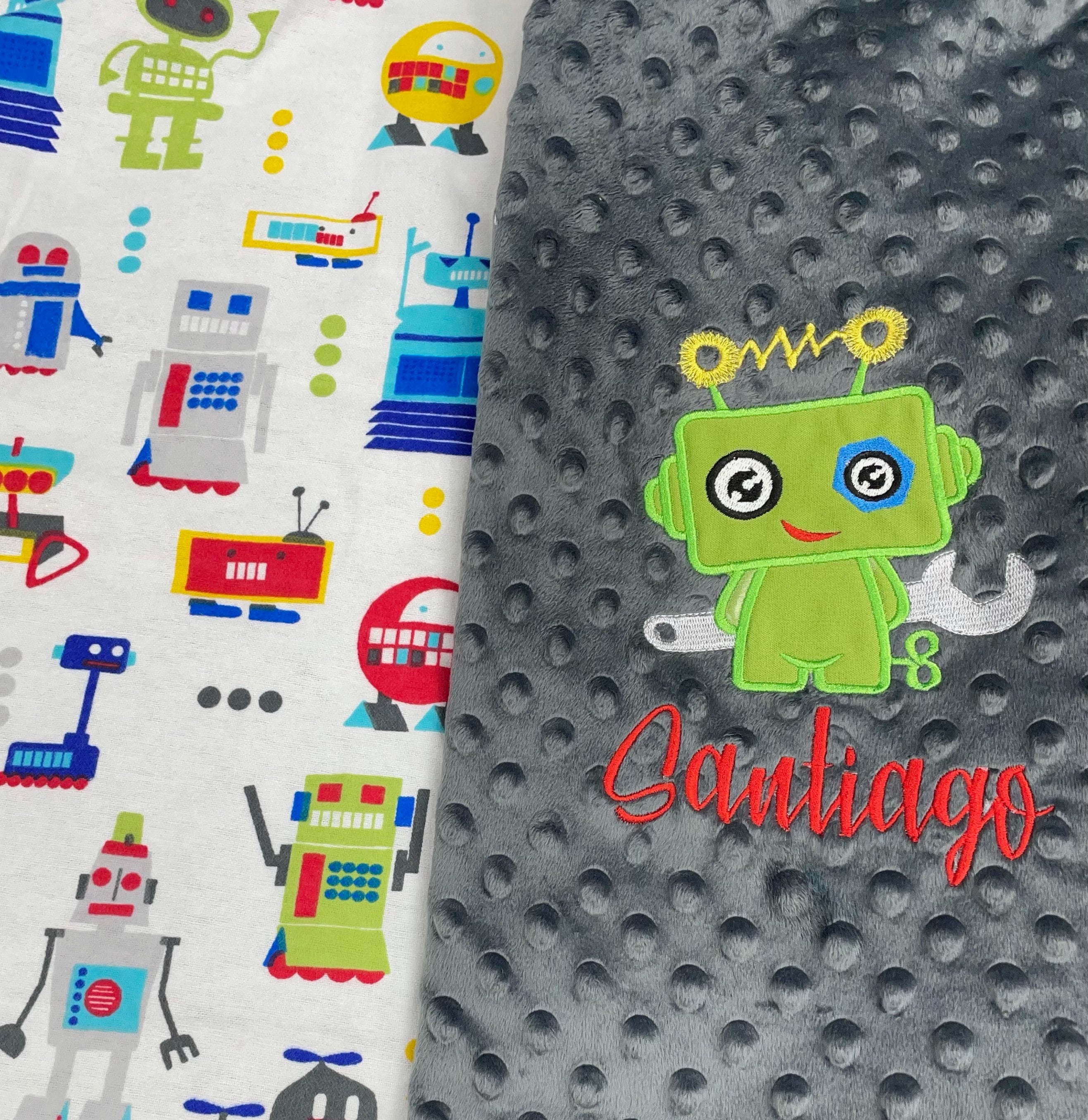 Personalized Robot Baby Blanket, Baby Shower Gift/kids Robot Blanket
