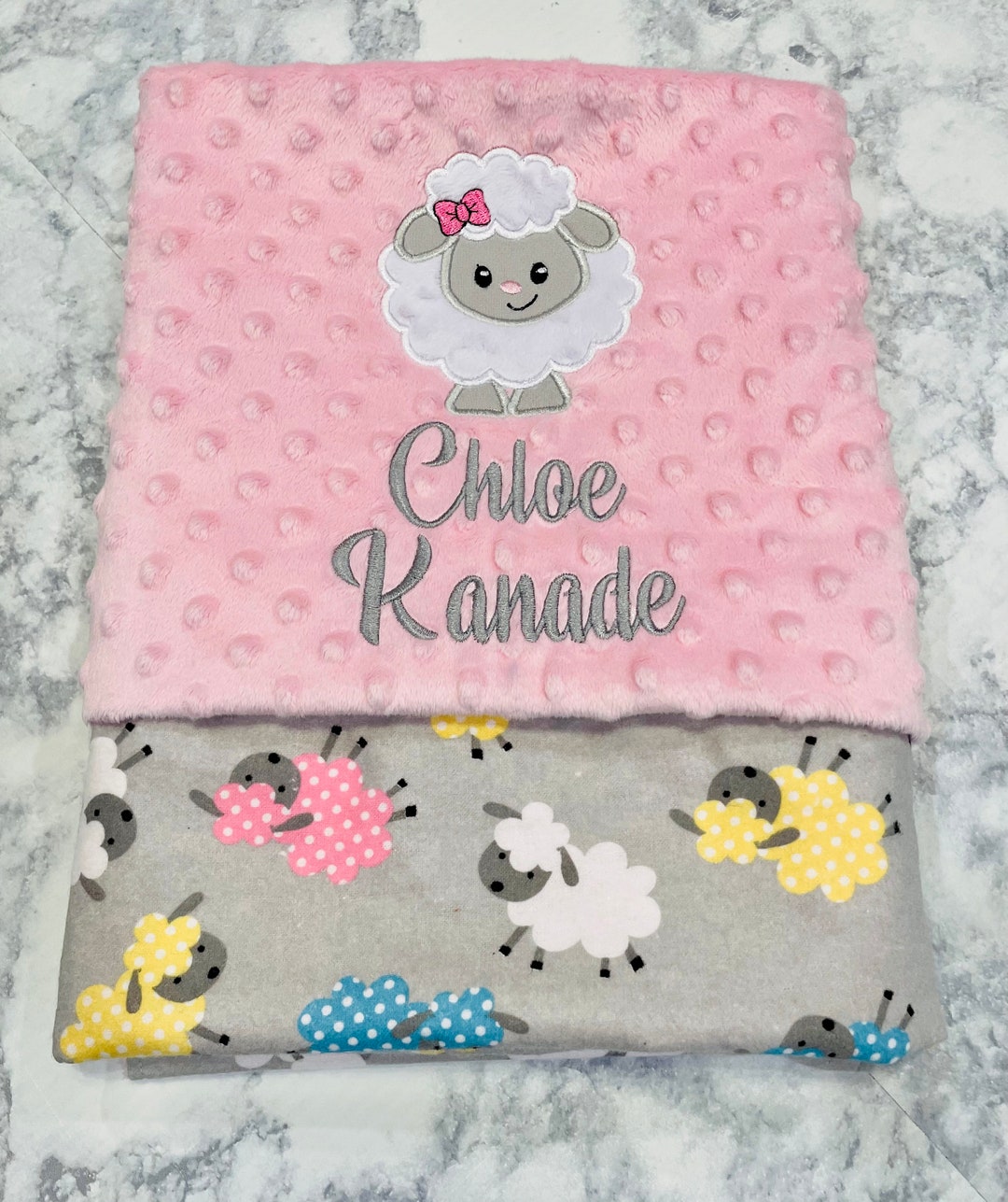 Personalized Baby Blanket/sheep Lamb Baby Blanket/minky /flannel Baby Blanket/birthday Gift/baby