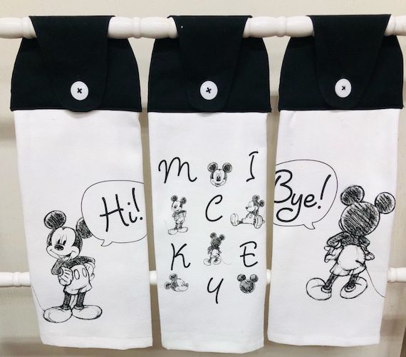 Mickey Mouse Hanging Kitchen Towel/ Kitchen Towels/mickey Mouse Print  Design/kitchen Linens/kitchen Decor /handmade Kitchen Hanging Towel.. 