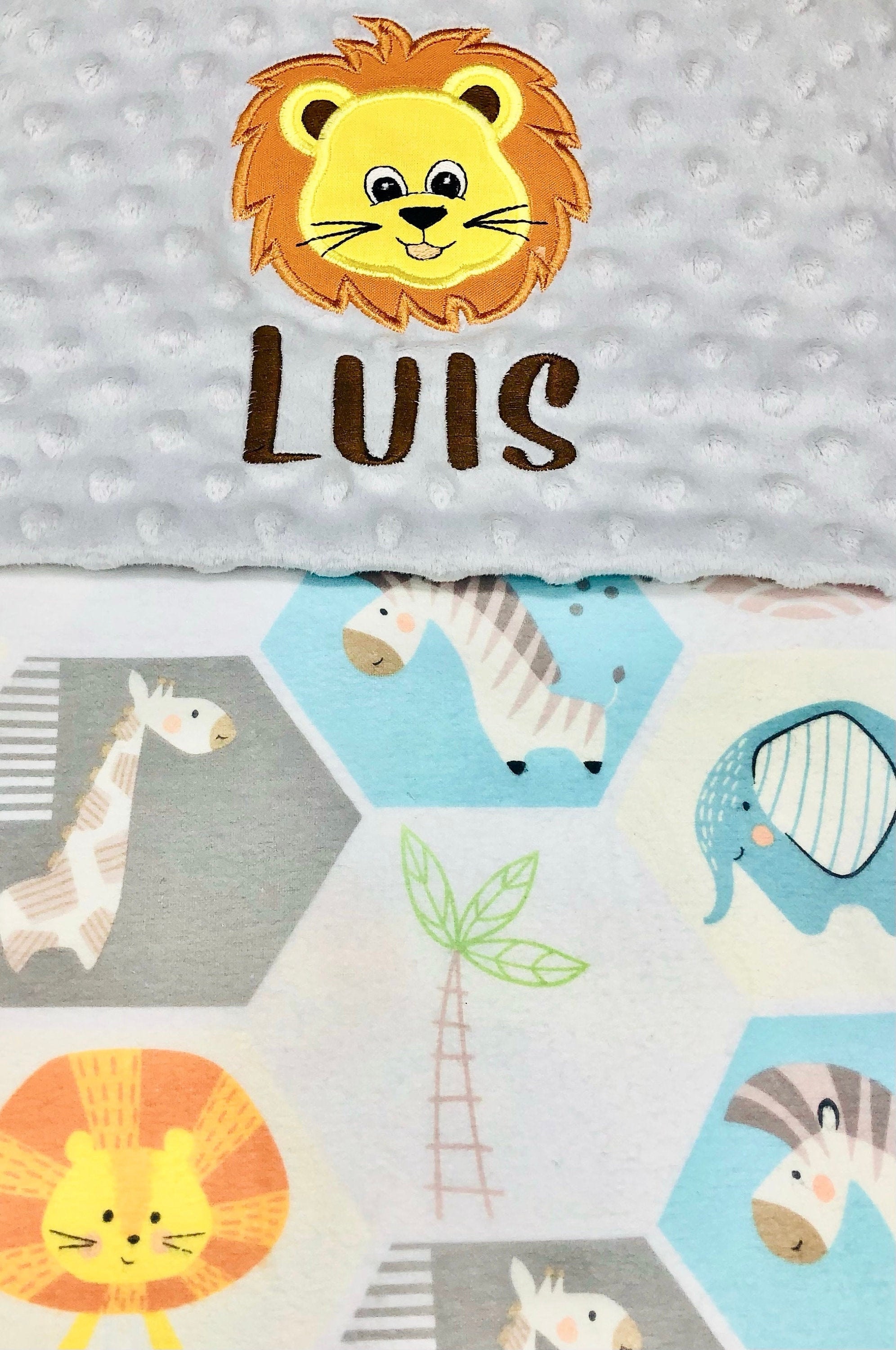 Personalized Safari Baby Blanket/lion Embroidered Baby Blanket Etsy
