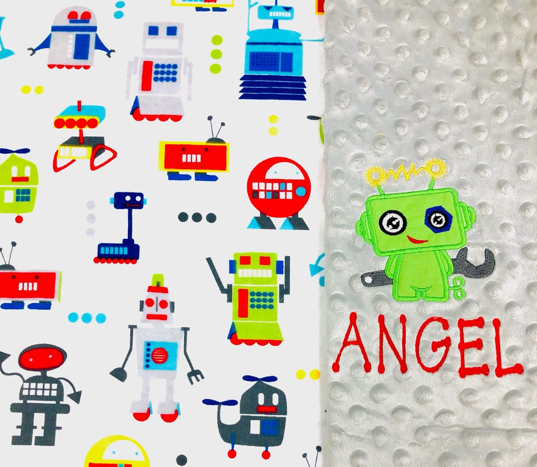 Personalized Robot Baby Blanket, Baby Shower Gift/kids Robot Blanket