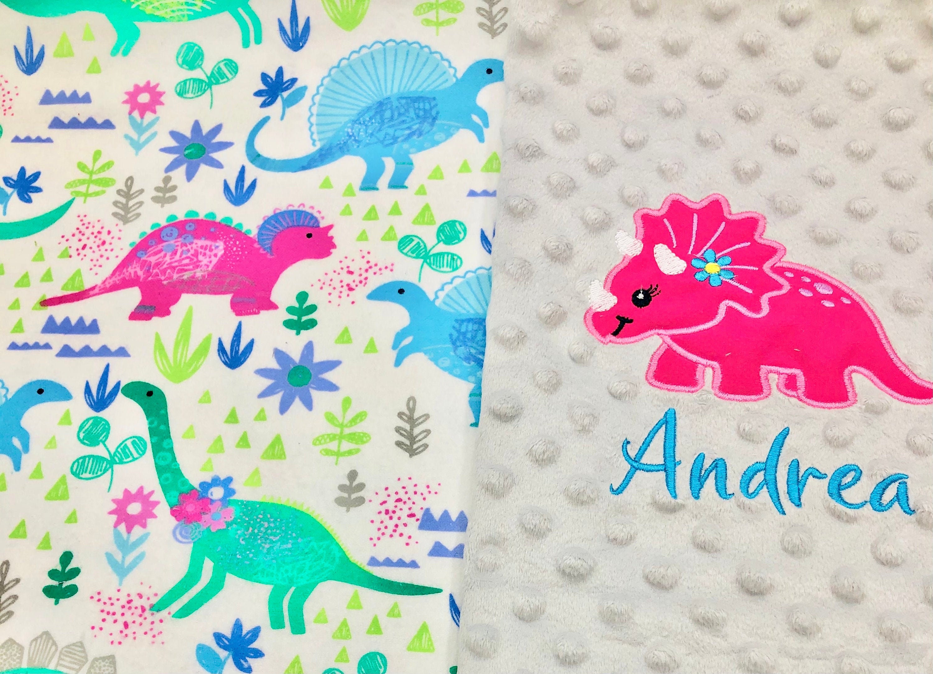 Embroidered Dinosaur Baby Blanket /personalized Blanket With - Etsy