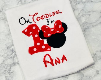 Minnie Mouse Personalized Birthday Shirt/Minnie Mouse Birthday Number Embroidered Kids Shirt/Kids 1-9