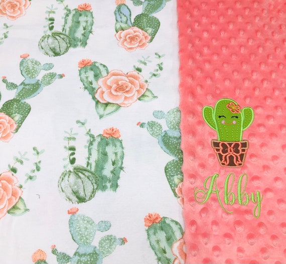 Cactus Baby Blanket / Cactus Blanket With Name /Cactus Baby Etsy