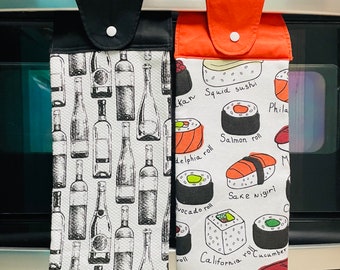 Toalla de cocina colgante, Toalla de cocina colgante de sushi/Toalla de cocina divertida/Toalla de cocina embotelladora de vino Decoración divertida/Toalla de cocina hecha a mano.