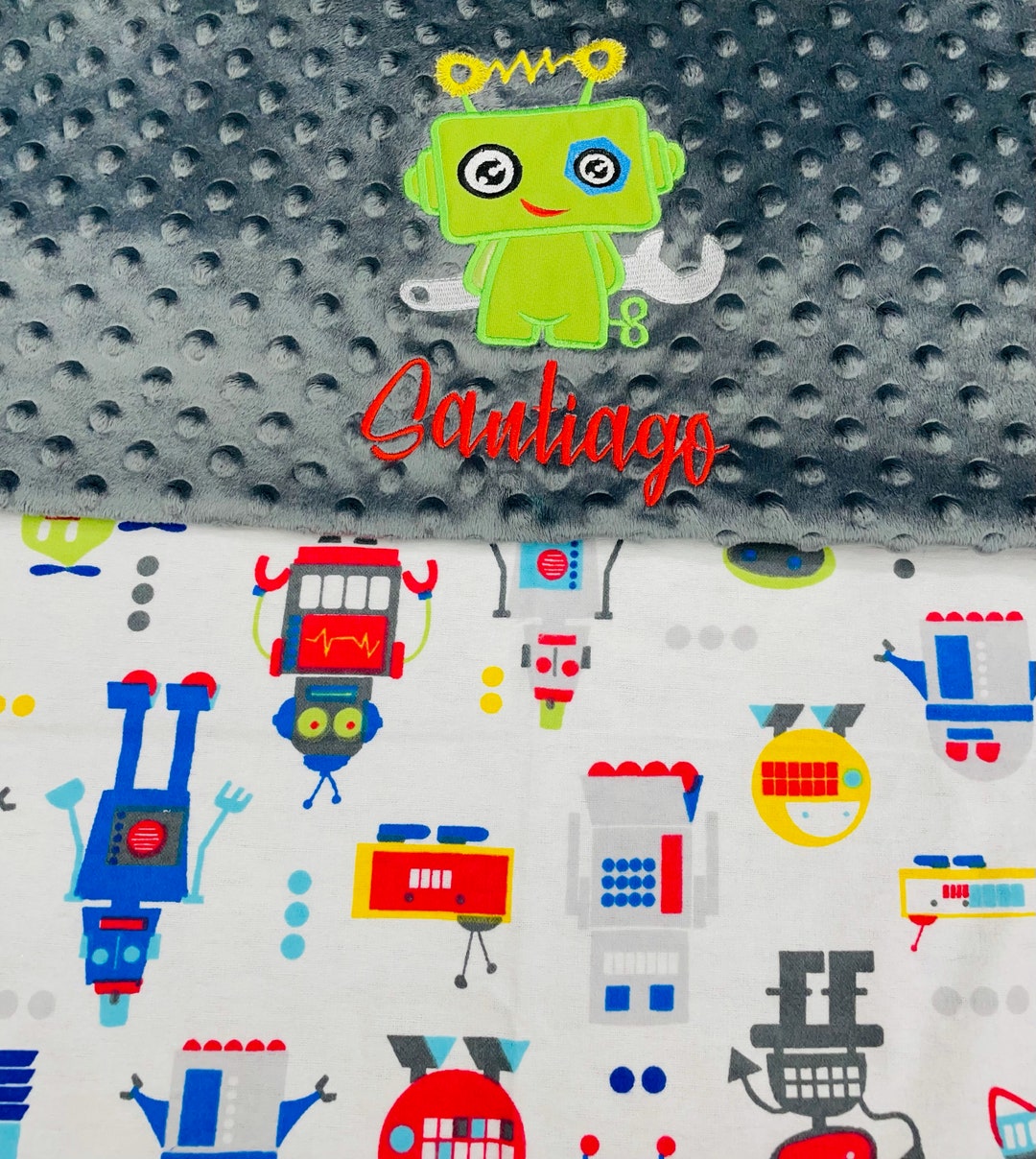 Personalized Robot Baby Blanket, Baby Shower Gift/kids Robot Blanket