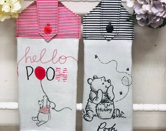 Toalla de cocina colgante de Winnie the Pooh, toallas de cocina, diseño de impresión de Winnie the Pooh, mantelería de cocina, decoración de cocina.