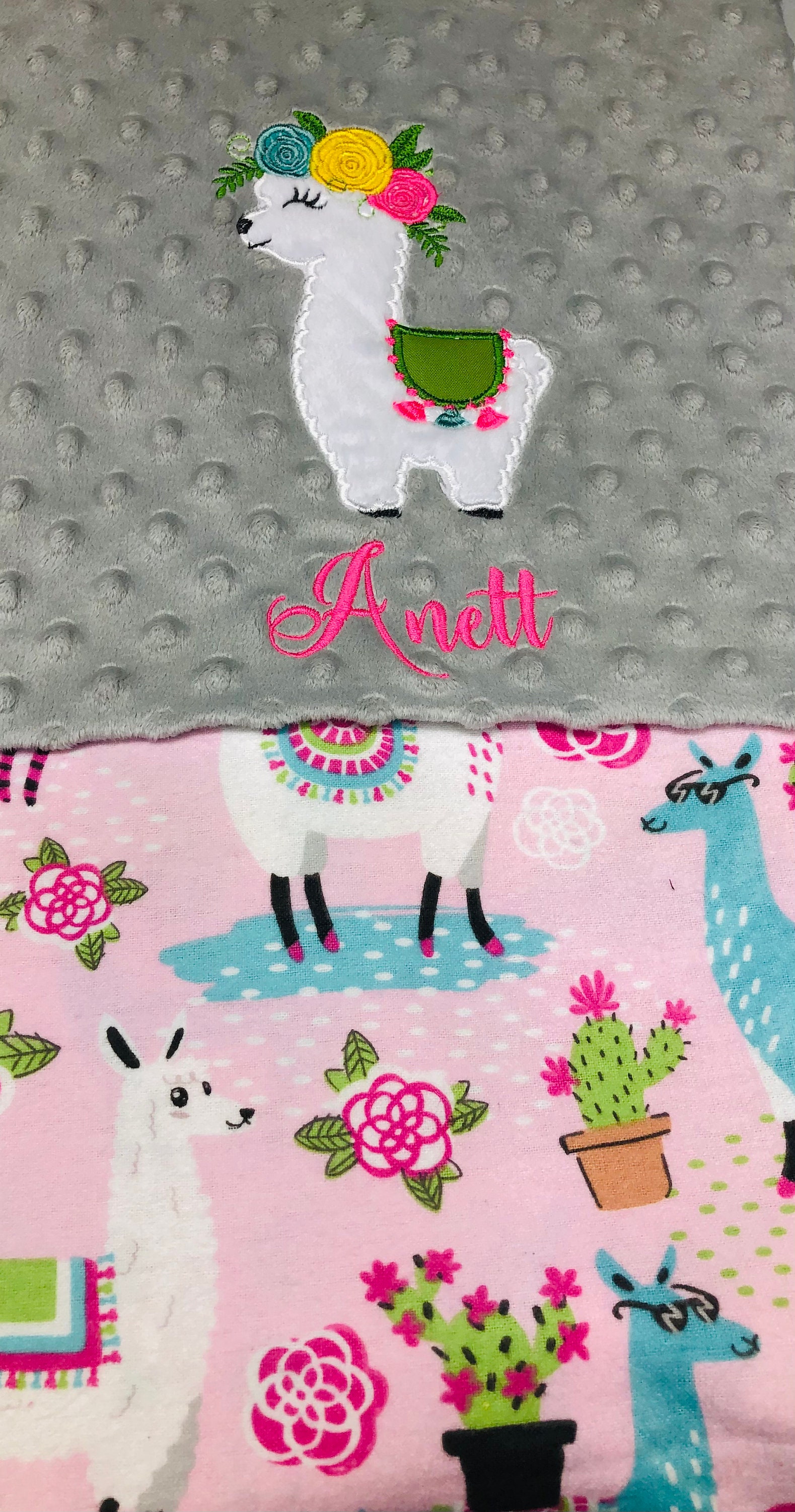 Baby blankets personalized baby girl Llama blanket name Etsy