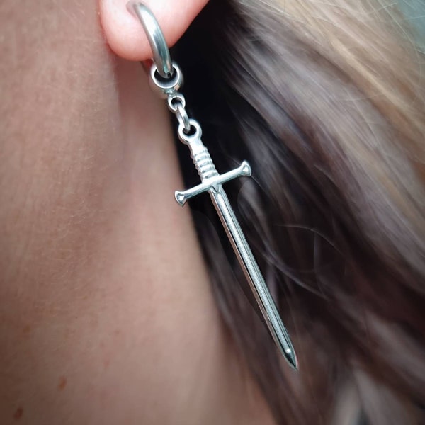 Long dagger/ sword earrings in silver
