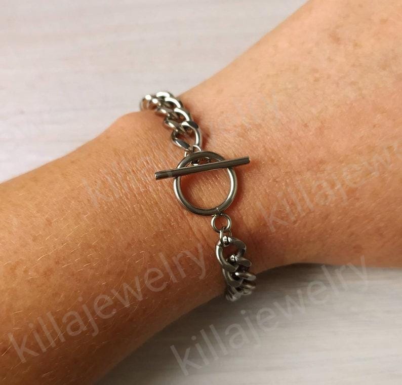 US三軒茶屋 チェーンブレスT-Bar Chain Bracelet キムタク Strathberry - T Bar Dual Chain Bracelet - Gold / Silver