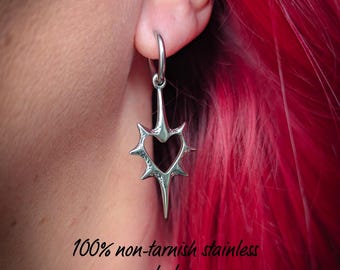 Spiked heart hoop earrings