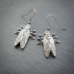 Silver Cicada Earrings: Hypoallergenic Stainless Steel Earwires