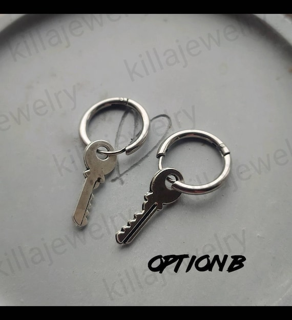 Mismatched Key and Padlock Earrings: Punk Stainless Steel