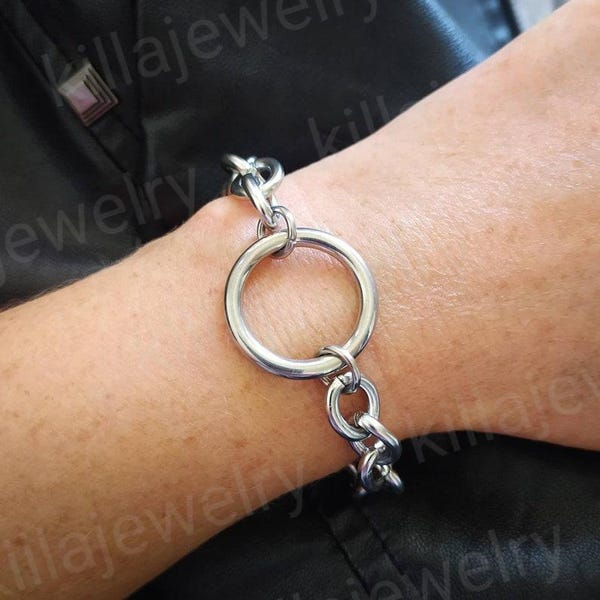 Chunky Stainless Steel O Ring Bracelet: Punk Grunge Jewelry