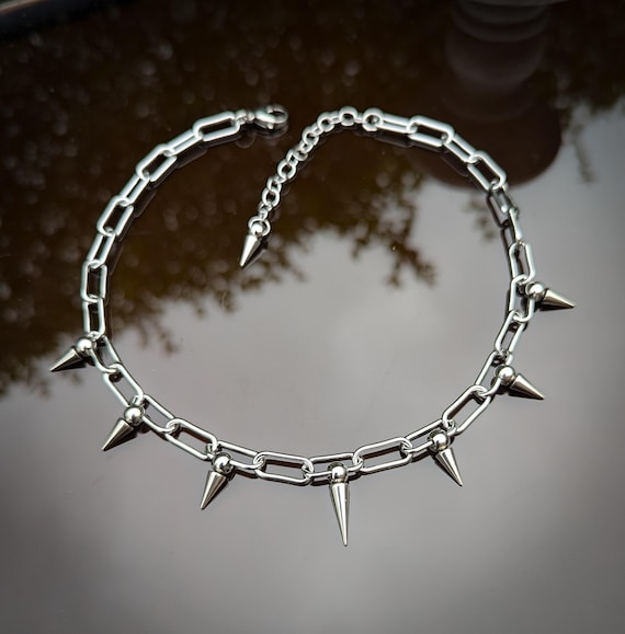 Spike Chain Choker Necklace, Gothic Jewelry, Spike Necklace, Paperclip Chain, Stainless Steel, Punk Necklace, Punk Jewellery, Grunge, Emo - Etsy Spike Chain Choker Necklace, Gothic Jewelry, Spike Necklace, Paperclip Chain, Stainless Steel, Punk Necklace, Punk Jewellery, Grunge, Emo - Etsy