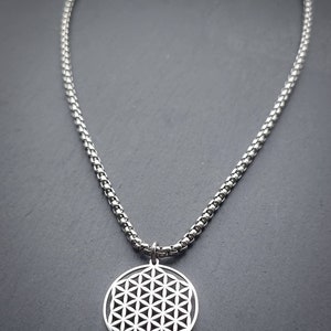 Levensbloem hanger ketting met heilige geometrie in zilver