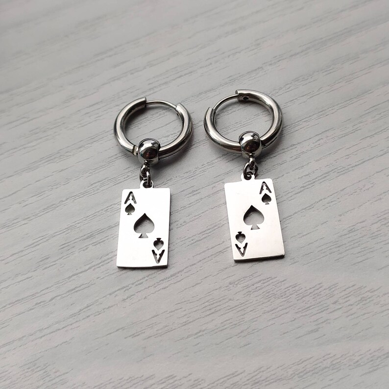 Playing Card Earrings Ace of Spades Earrings Poker Earrings Etsy UK