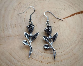 Gothic Edelstahl Rosen Ohrringe: Gothic Schmuck