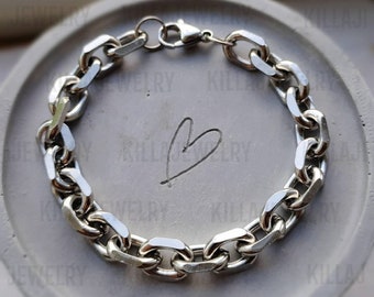 Chunky chain bracelet, stainless steel, thick chain bracelet, punk bracelet, punk jewelry, men's chain bracelet, women's chain bracelet sale