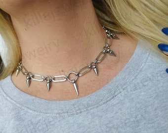 Collana girocollo Spike Paperclip Chain: collana punk goth in acciaio inossidabile