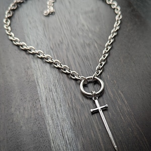 Gothic sword and O ring necklace