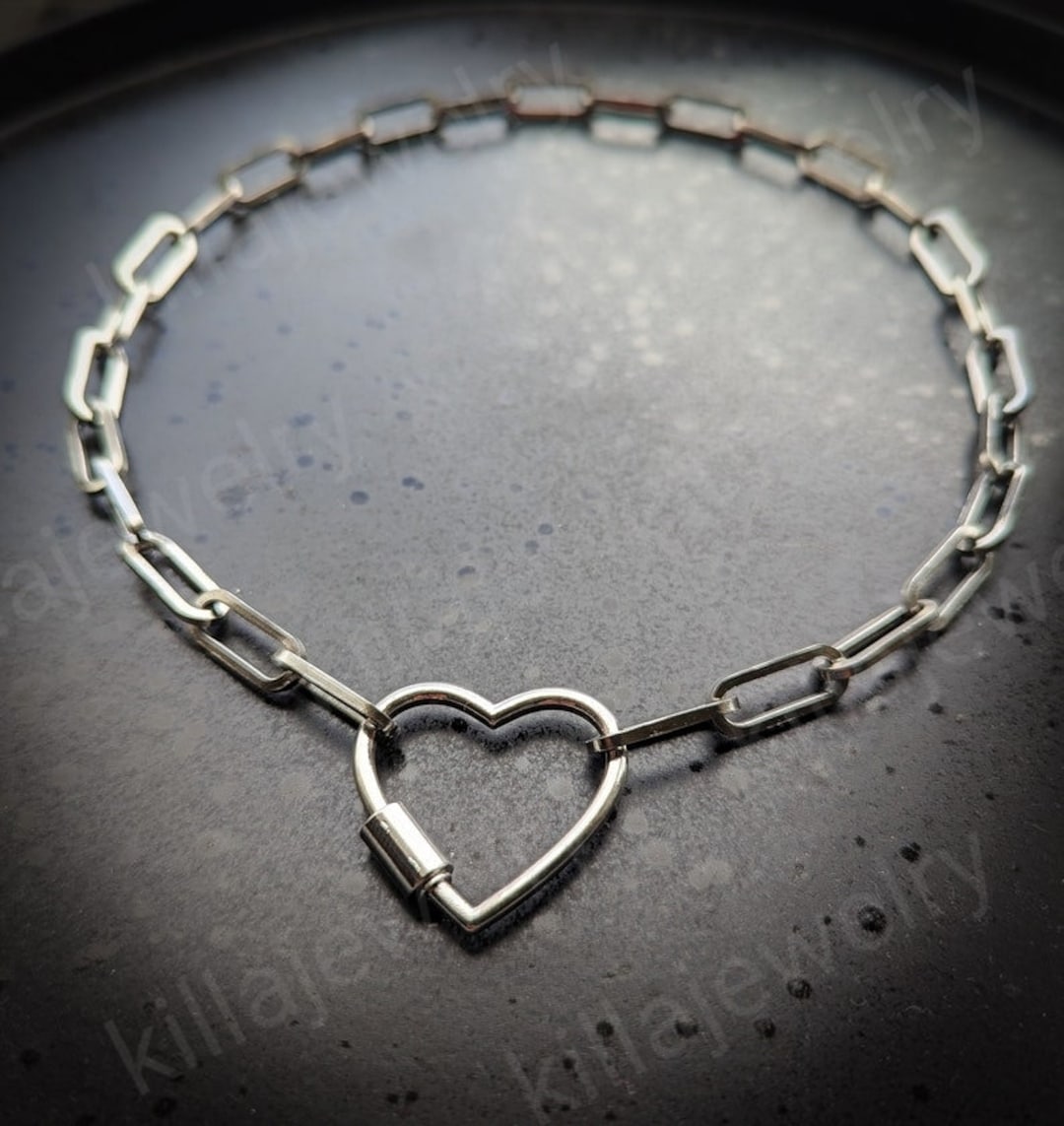 Susan Rifkin Paperclip Chain Heart Pendant Necklace