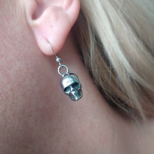 Stainless Steel Skull Earrings: Goth Punk biker Jewelry