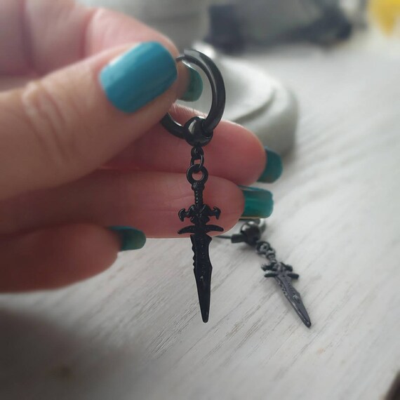 Mens dagger earrings deals