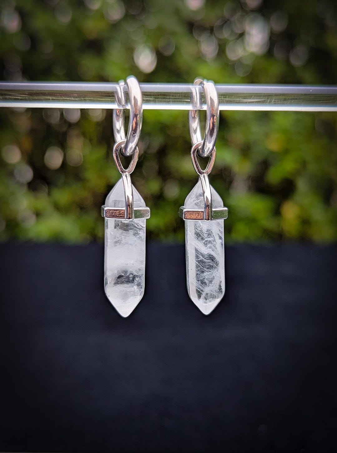 Crystal Quartz Point Earrings - Etsy Japan
