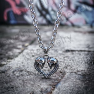 Till death double skull chain necklace