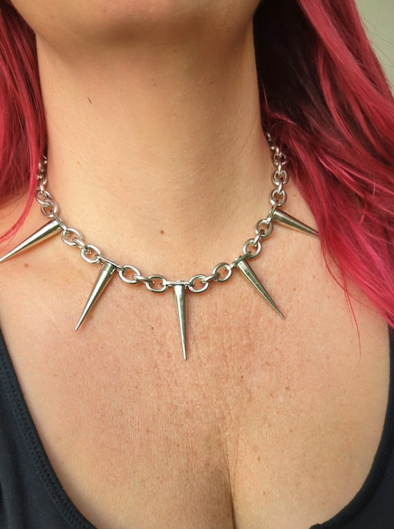 Large Spike Rivet Punk Necklace - Etsy