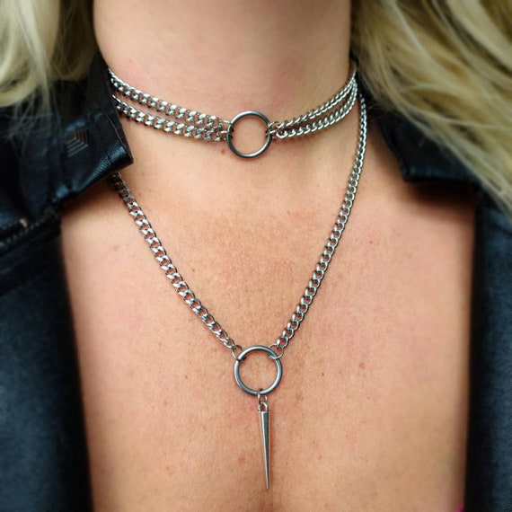 Silver o ring necklace deals