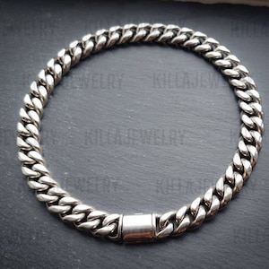 Chunky stainless Steel curb chain necklace with large buckle clasp