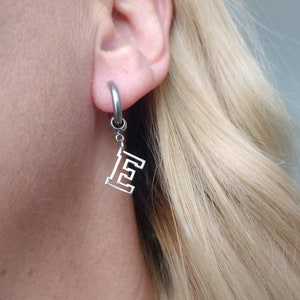 Initial earrings, personalised jewellery, Initial jewelry, mens earring, womens earrings, silver huggie hoop earrings, mens jewelry, gifts