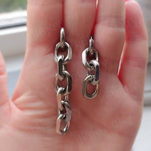 Asymmetrical chain link earrings, chain earrings