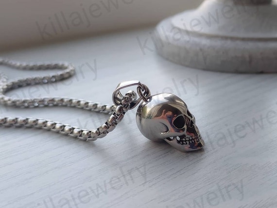 Stainless Steel Skull Pendant Necklace: Punk Goth Jewelry