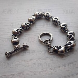 Stainless Steel Skull Bracelet: Punk Biker Jewelry