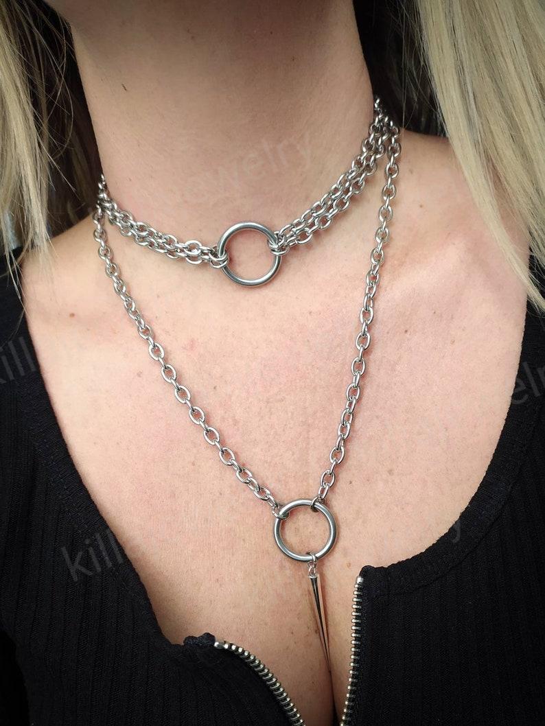 Multistrand Chain Necklace, O Ring Choker, Spike Necklace, Multilayer Necklace, Womens Necklace, Chunky Silver Chain, Edgy Jewelry, Gothic - Etsy Multistrand Chain Necklace, O Ring Choker, Spike Necklace, Multilayer Necklace, Womens Necklace, Chunky Silver Chain, Edgy Jewelry, Gothic - Etsy