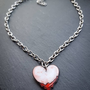 Gothic bleeding heart/ blood drip pendant necklace