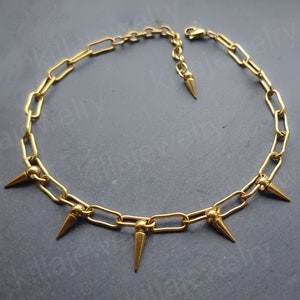 Spike Kette Choker Halskette, Gothic Schmuck, Spike Kette, Paperclip Kette, Edelstahl, Punk Halskette, Punk Schmuck, Grunge, Emo