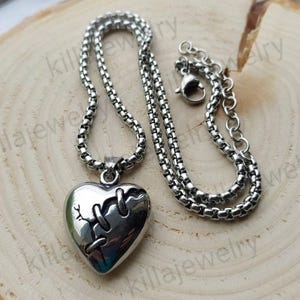 Broken Heart Pendant Necklace, Silver Heart Necklace, Gothic