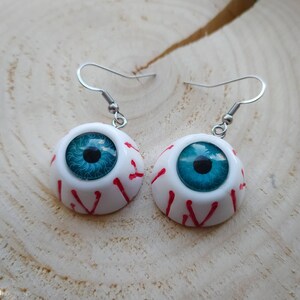 Resin Eyeball Earrings: Stainless Steel Halloween Goth Jewelry