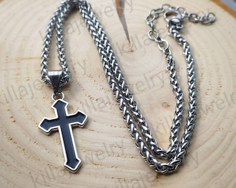 Collar con colgante de cruz, cruz gótica, cruz negra, collar de mujer, joyería para hombre, joyería gótica, collar punk, emo, alternativo, ocultismo
