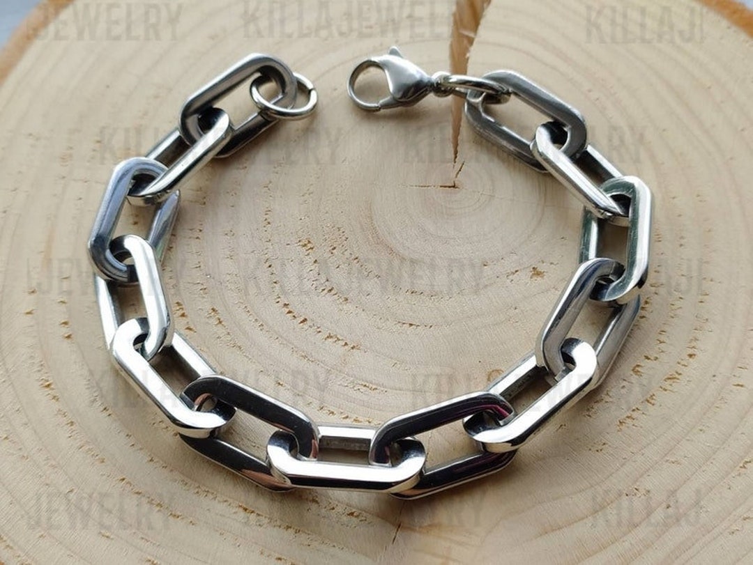 Chunky Chain Bracelet, Thick Silver Chain, Punk Bracelet Punk Jewelry, Mens Bracelet, Womens Jewelry, Super Chunky Chain, Paperclip Chain - Etsy Chunky Chain Bracelet, Thick Silver Chain, Punk Bracelet Punk Jewelry, Mens Bracelet, Womens Jewelry, Super Chunky Chain, Paperclip Chain - Etsy