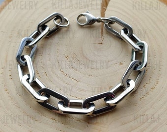 Chunky chain bracelet, thick silver chain, punk bracelet  punk jewelry, mens bracelet,  womens jewelry, super chunky chain, paperclip chain