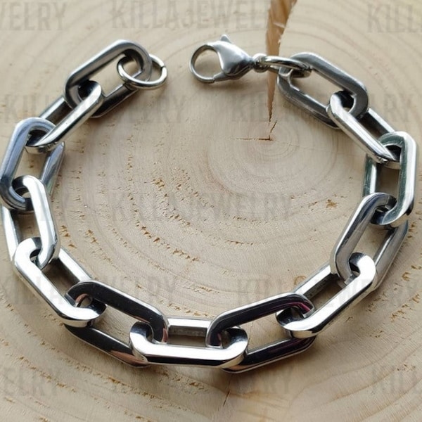 Chunky chain bracelet, thick silver chain, punk bracelet  punk jewelry, mens bracelet,  womens jewelry, super chunky chain, paperclip chain