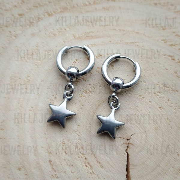 Edelstahl Sterne Huggie Creolen: Unisex Punk Schmuck