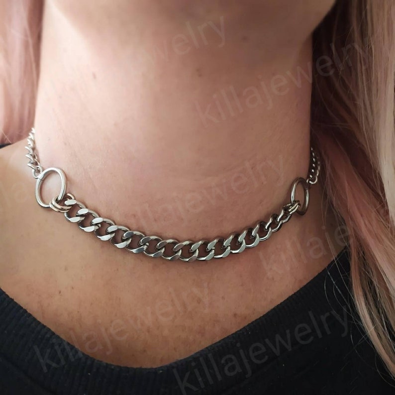 Collana con catena a maglie miste: girocollo punk boho da donna - Italia
