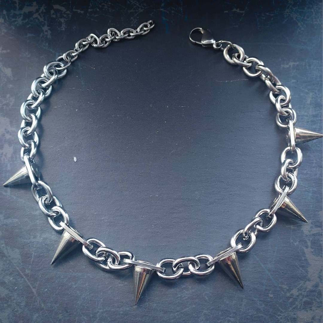European And American Punk Gothic Ornament Spike Rivet Heart Shape Clavicle Chain